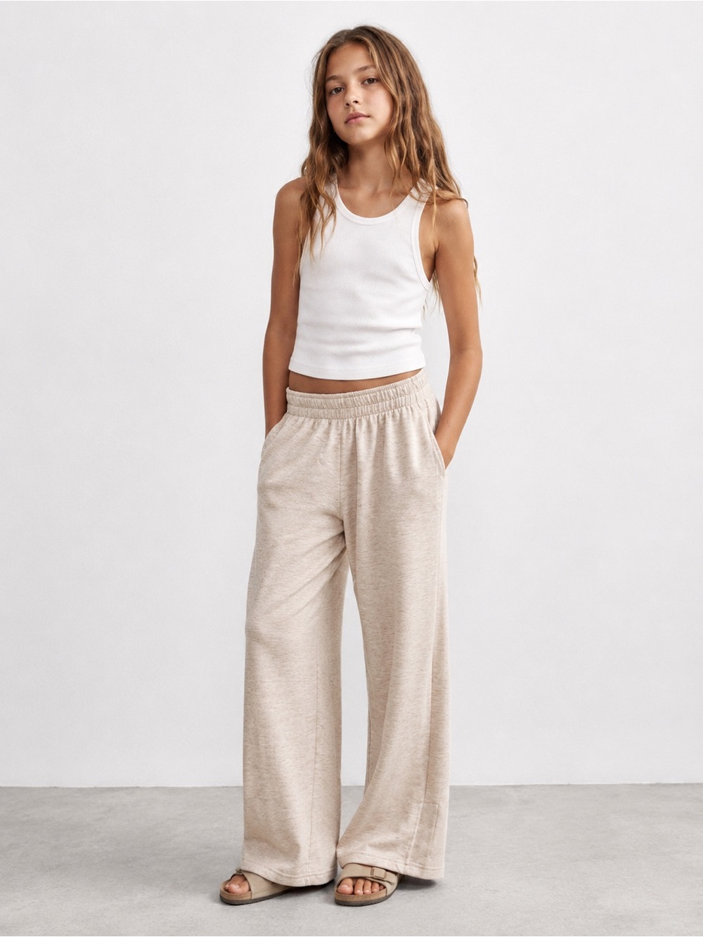 Zara Kids Beige Wide Leg Lounge Pants Size 11/12